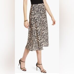 Halogen | animal print flowy silky midi skirt elastic waist work casual medium